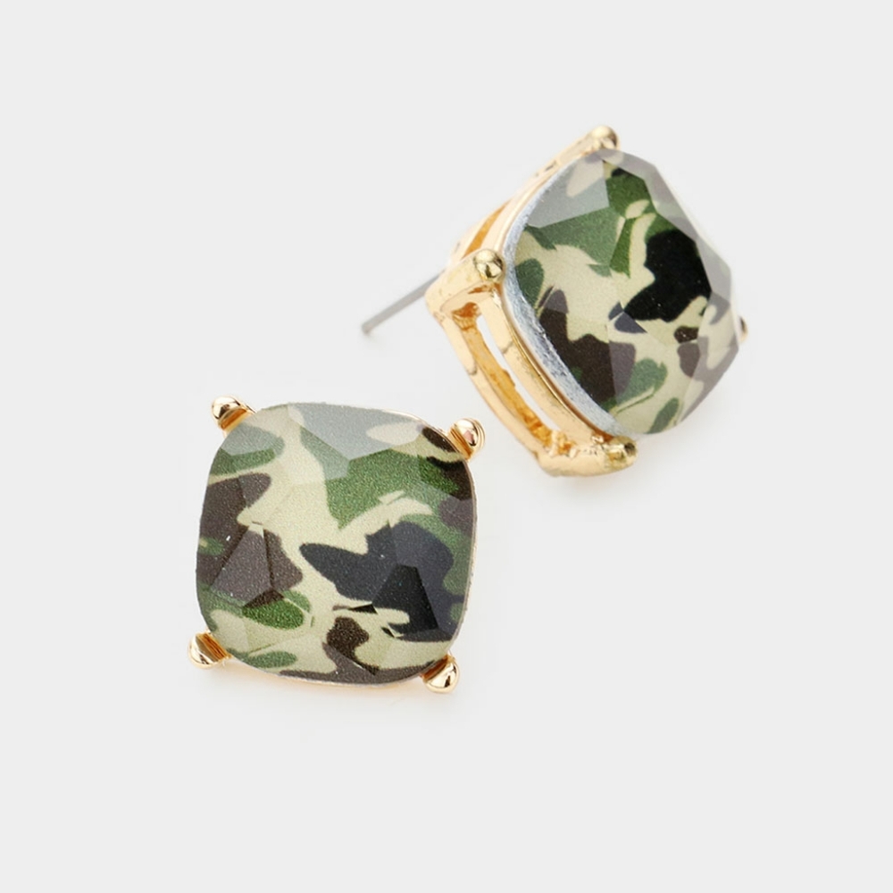Camouflage Square Stud Fashion Jewelry Earrings Fatigue Statement Accessories